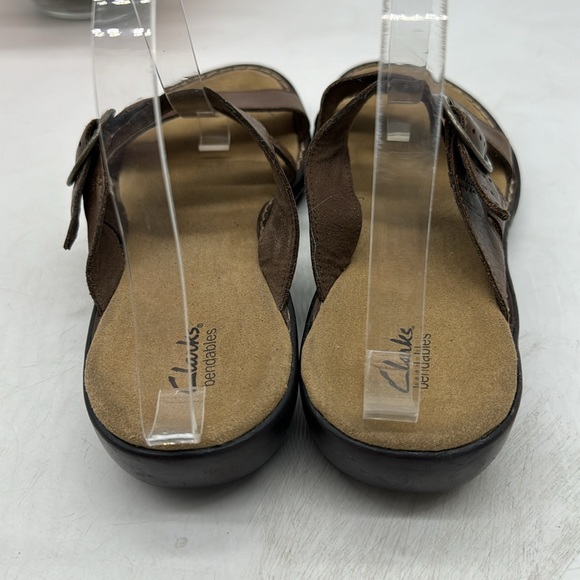 Clarks Bendables Brown Leather Slip On Sandles with Buckle Size 9 MCS5405G - Picture 3 of 7